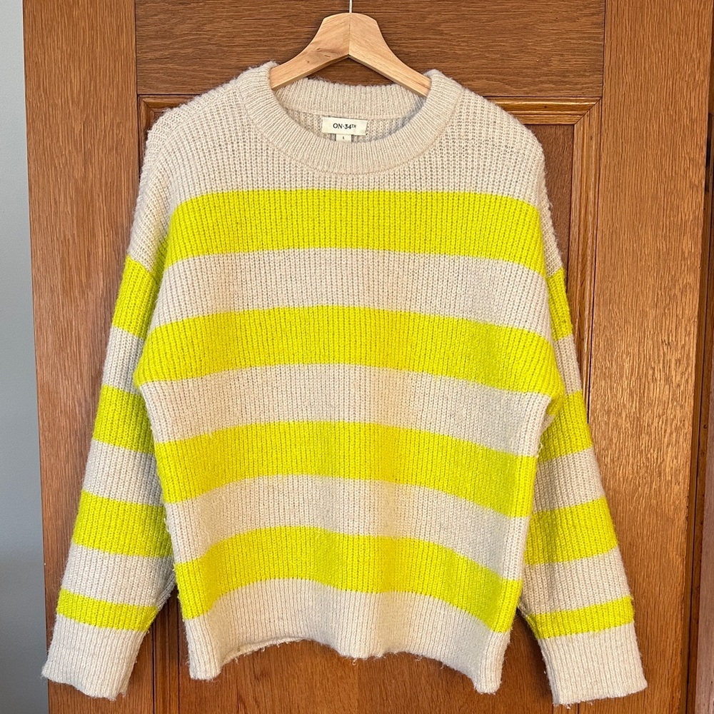 Women's Striped Yellow and Cream Sweater